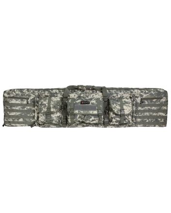 GPS Bags DRC55ACU Double Rifle Case A-TACS AU 600D Polyester w/ 2 Padded Pistol Sleeves MOLLE Webbing &amp; Lockable Zippers