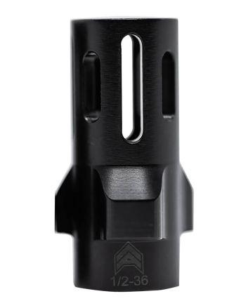 Angstadt Arms AA093LHB36 Flash HiderBlack Hardcoat Anodized Steel with 1/2"-36 tpi Threads 1.42" OAL for 9mm Luger