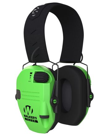 Walker's GWPRSEMHVG Razor Slim Electronic Muff 23 dB Over the Head Hi-Viz Green/Black Polymer