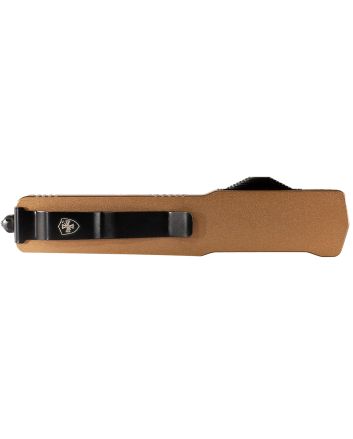 Templar Knife MAAB321 Premium LWSlim 8.09" OTF Drop Point Plain Black Oxide Stonewashed Powdered D2 Steel Blade, 4.93" Bronze Anodized Aluminum Handle