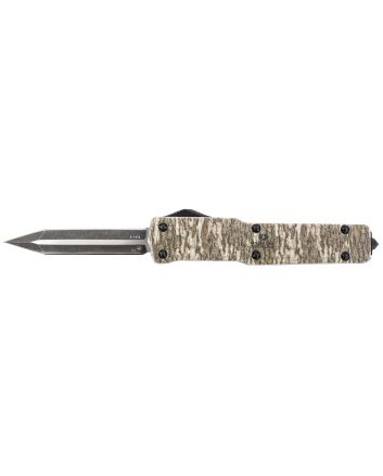 Templar Knife MZMOB121 Premium WeightedSlim 3.16" OTF Dagger Plain Black Oxide Stonewashed D2 Steel Blade, 4.93" Mossy Oak Bottomland Aluminum Zinc Alloy Handle