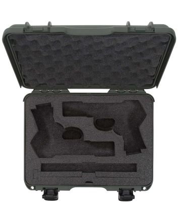 Nanuk 910CLASG6 910 Classic 2 Up Pistol Case Olive Polymer w/ Latches &amp; Closed-Cell Foam Padding 13.20" L x 9.20" W x 4.10 " H Interior Dimensions