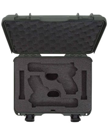 Nanuk 910GLOCK6 910 Glock Compatible 2 Up Pistol Case Olive Polymer w/ Latches Closed-Cell Foam Padding &amp; Airline Approved 13.20" L x 9.20" W x 4.10" H Interior Dimensions