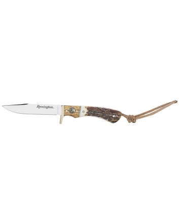 Remington Accessories 15655 Guide Jr. 6.50" Fixed Skinner Stainless Steel Blade, Stag Bone Handle w/Remington Shield, Nickle Silver Bolsters, Includes Sheath