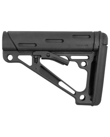 Hogue 15040 OverMolded Collapsible Buttstock made of Synthetic Material with Black Finish &amp; Overmolded Rubber for Mil-Spec AR-15, M16