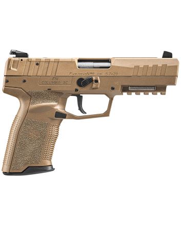 FN 66101277 Five-seveN MRD 5.7x28mm 10+1 4.80" Black Steel Barrel, Flat Dark Earth Optic Cut/Serrated Steel Slide &amp; Polymer Frame w/Picatinny Rail, FDE Textured Polymer Grip, Ambidextrous