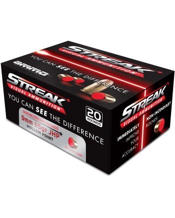 Ammo Inc 9115JHPSTRKRED Streak Visual (RED)9mm Luger 115gr Jacketed Hollow Point 20 Per Box/10 Case