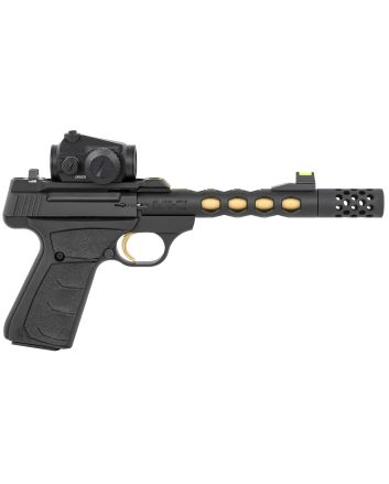 Browning 051582490 Buck Mark Vision SR 22 LR 10+1 5.90" Black Anodized/Gold Cerakote Ported Threaded Barrel, Matte Black Serrated Slide &amp; Aluminum Frame,Vortex Crossfire Red Dot