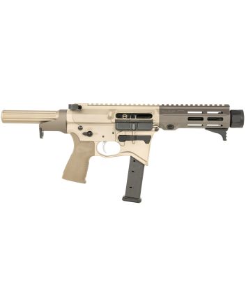 Maxim Defense MXM48173 CPS MD9 9mm Luger Caliber with 5.50" Barrel, Arid Brown Anodized Metal Finish, Black Maxim CQB Brace &amp; Polymer Grip Right Hand