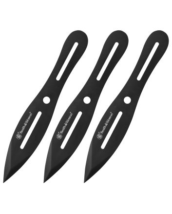 Smith &amp; Wesson Knives SWTK8BCP Bullseye Throwing Knives 4.26" Fixed Plain Black Oxide 2Cr13MoV SS Blade, Black Stainless Steel Handle, Includes Sheath, 8" OAL, Set of 3