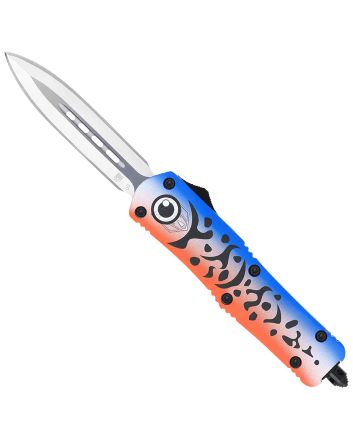 CobraTec Knives MFLBLUFS3DAGNS FS-3 Blue Lure Medium 3" OTF Dagger Plain Satin D2 Steel Blade, 4.50" Blue Fishing Lure Aluminum Cerakoted Handle
