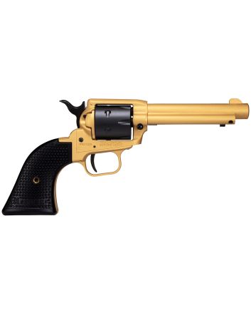 Heritage Mfg RR22S4 Rough Rider22 LR 6 Shot 4.75" Gold Cerakote Steel Barrel &amp; Frame, Black Satin Cylinder, Black Polymer Grips Features Black Accents