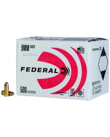 Federal C9115A500 Champion Training 9mmLuger 115gr Full Metal Jacket 500rds *Bulk Package