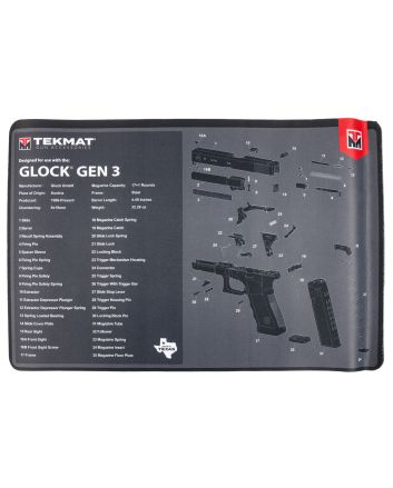 TekMat TEKR17GLOCKG3 Glock Gen 3Black/White Rubber 11"x17" Glock Gen3 Parts Diagram