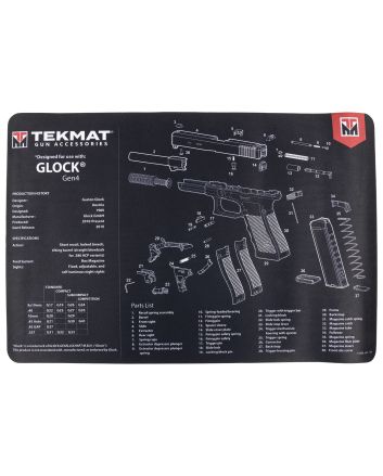 TekMat TEKR17GLOCKG4 Glock Gen4 Cleaning Mat Black/White Rubber 11"x17" Glock Gen4 Parts Diagram
