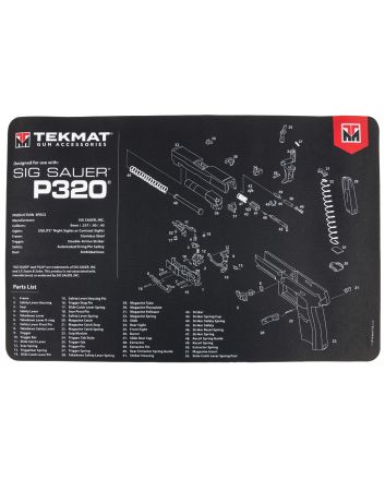 TekMat TEKR17SIGP320 Sig Sauer P320 Cleaning Mat Black/White Rubber 11"x17" Sig P320 Parts Diagram