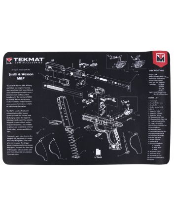 TekMat TEKR17SWMP S&amp;W M&amp;P Cleaning Mat Black/Gray Rubber 11"x17" S&amp;W M&amp;P Parts Diagram