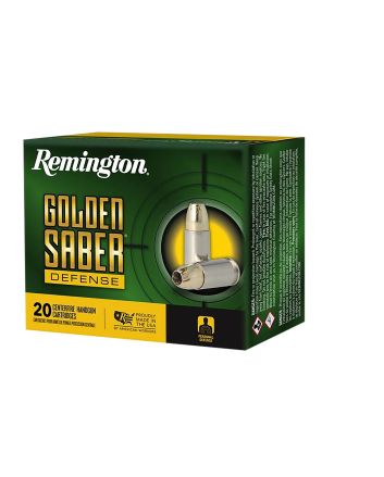 Remington Ammunition R21369 Golden Saber Defense 10mmAuto 180gr Brass Jacketed Hollow Point 20 Per Box/25 Case