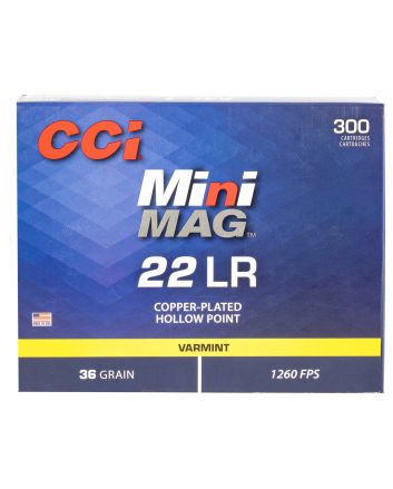 CCI 962 Mini-Mag Varmint 22LR 36gr Jacketed Hollow Point 300 Per Box/10 Case