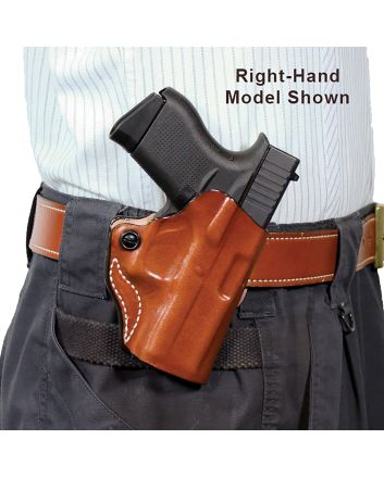 DeSantis Gunhide 019TB7WZ0 Mini ScabbardOWB Tan Leather Belt Slide Fits Springfield Prodigy w/wo Red Dot Fits 4.25" Barrel Left Hand