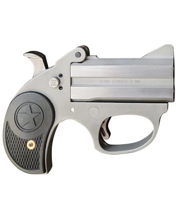 Bond Arms BASRS Stinger38 Special 2rd 3" Rough Series Stainless Steel Double Barrel &amp; Frame, Rebounding Hammer, Black Rubber Grips, Manual Safety