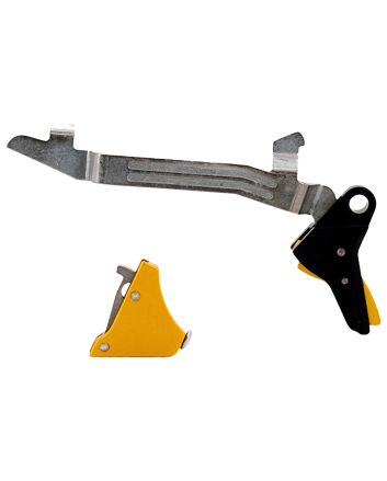 Timney Triggers ALPHAGLOCK5 Alpha Competition 9mm Luger/40 S&amp;W/22 LR, Gold Straight Trigger, Compatible w/Glock Gen5 &amp; Glock 44