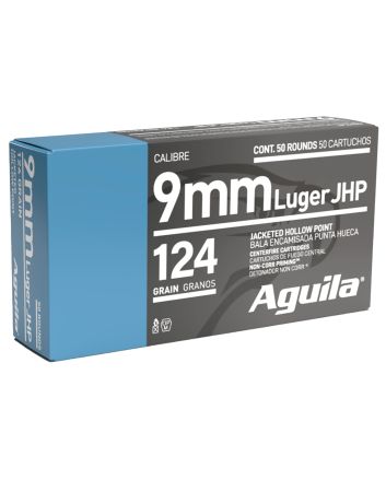 Aguila 1E092125 Personal Defense Handgun 9mm Luger 124gr Jacketed Hollow Point 50 Per Box/10 Case