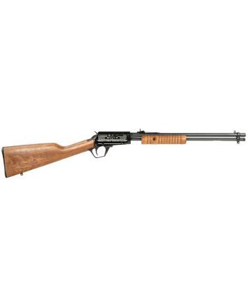 Rossi RP22181WDEN07 GalleryFull Size 22 LR 15+1, 18" Polished Black Steel Barrel, Polished Black w/Engraving Steel Receiver, Hardwood Fixed Stock, Right Hand