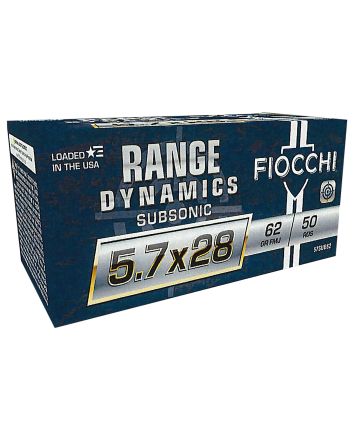 Fiocchi 57SUB62 Range Dynamics Subsonic 5.7x28mm 62gr Full Metal Jacket 50 Per Box/10 Case