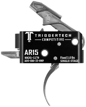 TriggerTech AR0SBS33NNP CompetitiveStainless Pro Curved Single-Stage 3 lbs Fixed for AR-15