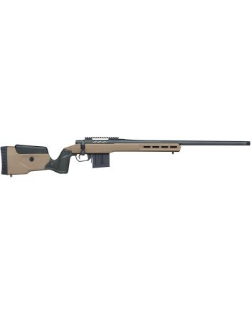 Mossberg 28148 Patriot LR Tactical 6.5 PRC 10+1 22" Matte Blued Threaded Bull Barrel, Matte Blued Picatinny Rail MDT Oryx Tactical M-LOK Flat Dark Earth Synthetic Stock, Right Hand