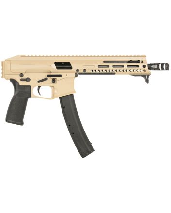 Patriot Ordnance Factory 01926 Phoenix9mm Luger 35+1 8", Flat Dark Earth Rec/M-LOK Handgaurd, Black MFT Grip, Picatinny Stock Adapter, Muzzle Brake, Includes Hand Stop