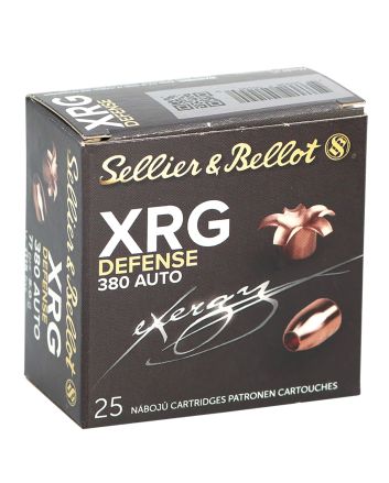 Sellier &amp; Bellot SB380XA XRG Defense 380 ACP 77gr Solid Copper Hollow Point 25 Per Box/40 Case