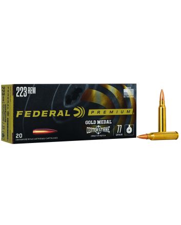 Federal GM223OTM3 Premium Gold Medal 223Rem 77gr Open Tip Match 20 Per Box/10 Case