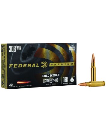 Federal GM308OTM1 Premium Gold Medal 308Win 168gr Open Tip Match 20 Per Box/10 Case