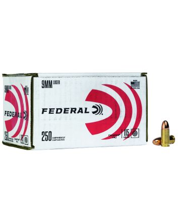 Federal C9115A250 Champion Training 9mmLuger 115gr Full Metal Jacket 250 Per Box/4 Case