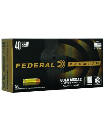 Federal GM40AP1 Gold Medal Centerfire Pistol 40S&amp;W 180gr Full Metal Jacket 50 Per Box/10 Case