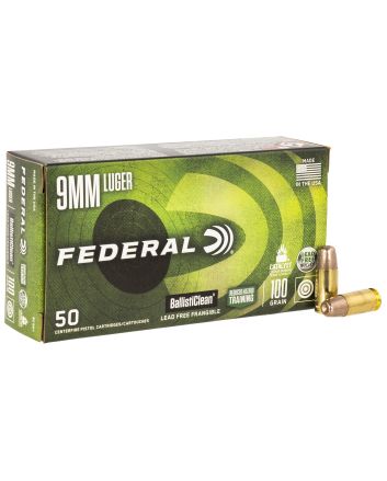 Federal BC9H1 BallistiClean Reduced Hazard Training 9mmLuger 100gr Lead Free Frangible 50 Per Box/20 Case