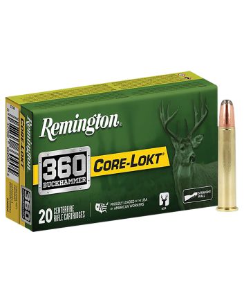 Remington Ammunition R27742 Core-Lokt360Buckhammer 180gr Soft Point Core Lokt 20 Per Box/10 Case