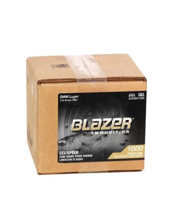 CCI 5200BK1000 Blazer Brass Handgun 9mmLuger 115gr Full Metal Jacket 1000 Per Box/1 Case *Loose
