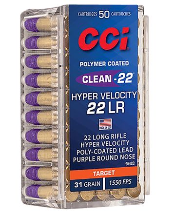 CCI 954CC Clean-22 Hyper Velocity 22LR 31gr LN Purple 50 Per Box/100 Case