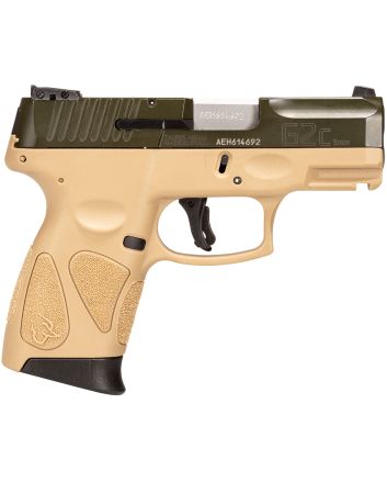 Taurus 1G2C93B12T G2CCompact 9mm Luger 12+1 3.26" Moss Green Cerakote Serrated Slide, Coyote Tan w/Black Controls Polymer Frame w/Picatinny Rail