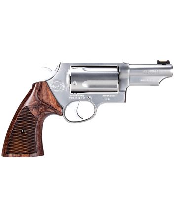 Taurus 2441EX039 Judge Executive Grade Medium Frame 45 Colt (LC) 410 Gauge 5rd 3" Hand Polished Satin Stainless Steel Barrel, Hand Polished Satin Stainless Steel Cylinder &amp; Frame, Wood Grip