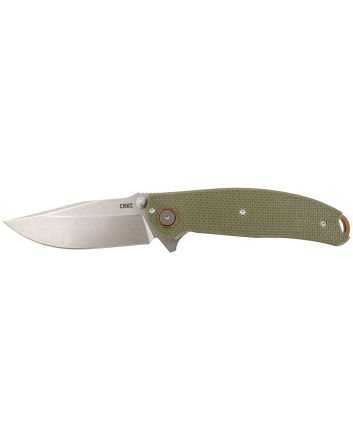 CRKT 2471 Butte3.36" Folding Plain Stonewashed D2 Steel Blade/OD Green G10 Handle Includes Pocket Clip