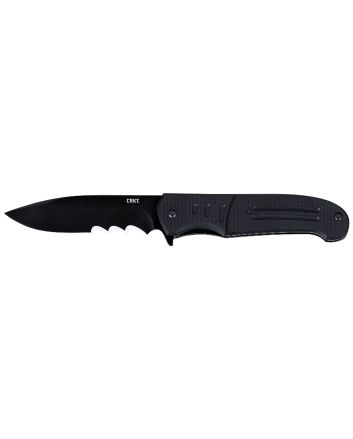 CRKT 6885 Ignitor3.48" Folding Drop Point Part Serrated Black Oxide 8Cr13MoV SS Blade/Black G10 Handle Includes Pocket Clip