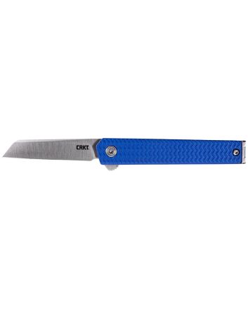 CRKT 7083 CEO Microflipper Micro 2.21" Flipper Sheepsfoot Plain Satin 12C27 Sandvik Blade, Blue Textured w/Silver Liner &amp; Accents Aluminum Handle, Includes Pocket Clip