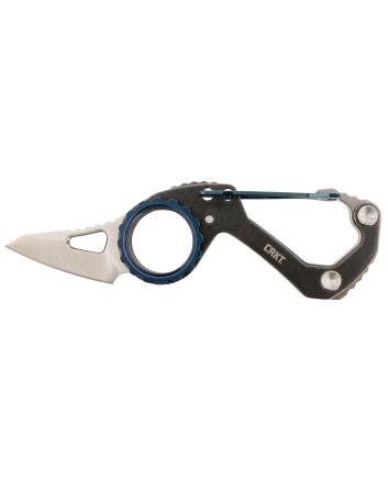 CRKT 9083 Compano1.44" Folding Sheepsfoot Plain Satin 8Cr13MoV SS Blade/Black Stonewashed w/Blue Accents Stainless Steel Handle