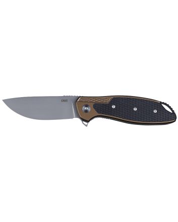 CRKT K360GXP Jake3.32" Drop Point Plain Bead Blasted 12C27 Sandvik Blade/ Black/Brown Aluminum/G10 Handle Includes Pocket Clip
