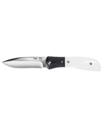 CRKT M4-02M M4-02M3.25" Plain Satin 8Cr13MoV SS Blade Black/White Resin Infused Fiber w/G10 Bolster Handle Includes Pocket Clip