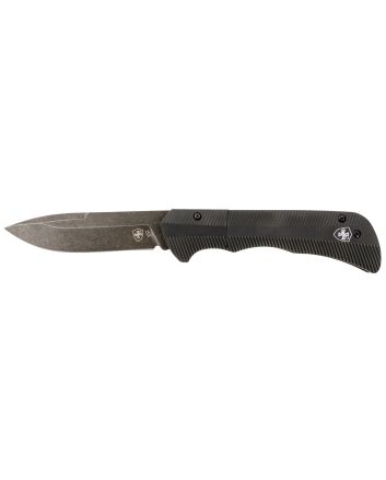 Templar Knife AAABK321 Auto Assist3.50" Folding Drop Point Plain Black Oxide Stonewashed D2 Steel Blade, 4.25" Aluminum Handle